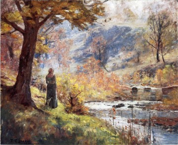 Theodore Clement Steele Painting - Morning by the Stream Theodore Clement Steele